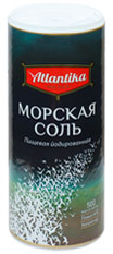 Соль морская пищевая йодированная «АТЛАНТИКА» мелкая фасованная по 500 г. в картонные тубы